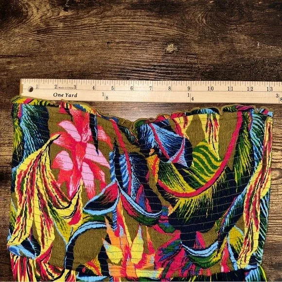 Aerie Strapless‎ Smocked Floral Midi Small Petite Dress - Picture 10 of 11